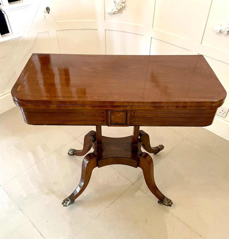 Quality Antique Regency Mahogany Inlaid Card/Side Table